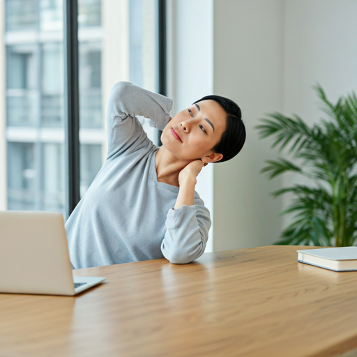 Lateral neck tilt desk stretch