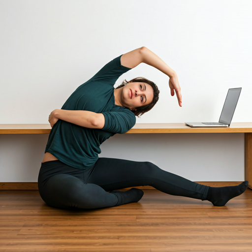 Seated neck stretch for office workers